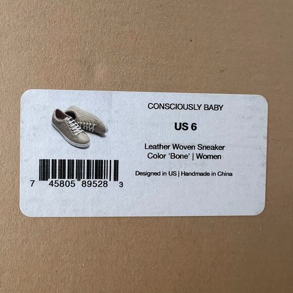 Consciously Baby Leather Woven Sneaker Lace Up Shoes Bone Women's 6 NWB - Picture 10 of 10